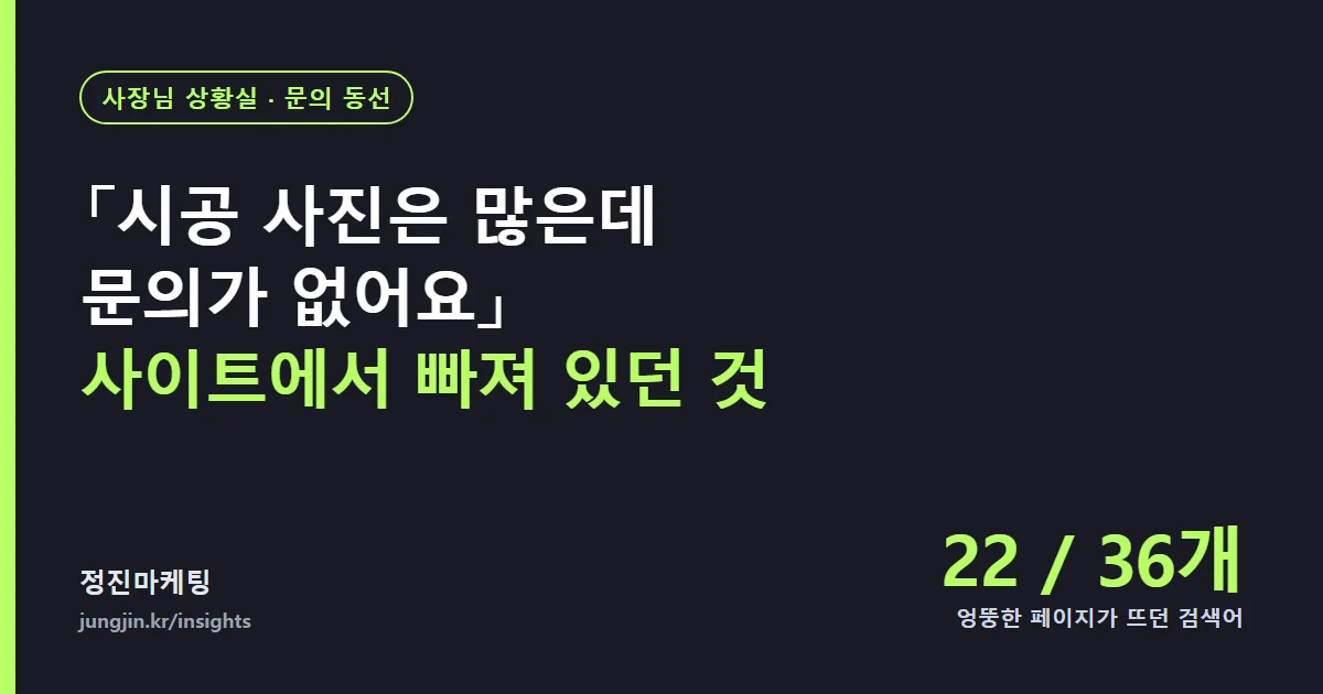 「시공 사진은 많은데 문의가 없어요」 — 인테리어 대표님 사이트에서 빠져 있던 것